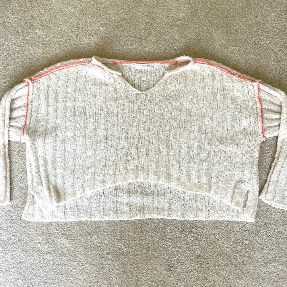 Cream and Pink Knit Sweater